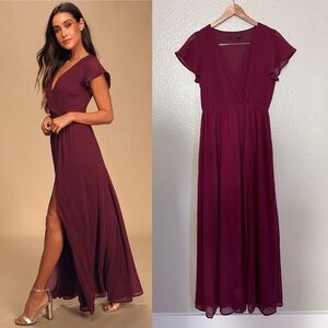 Lost in the Moment Burgundy Maxi Dress Medium